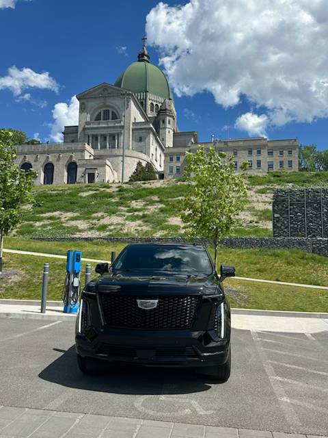 Cadillac Lyriq charging in front of Saint Joseph’s Oratory, Montreal