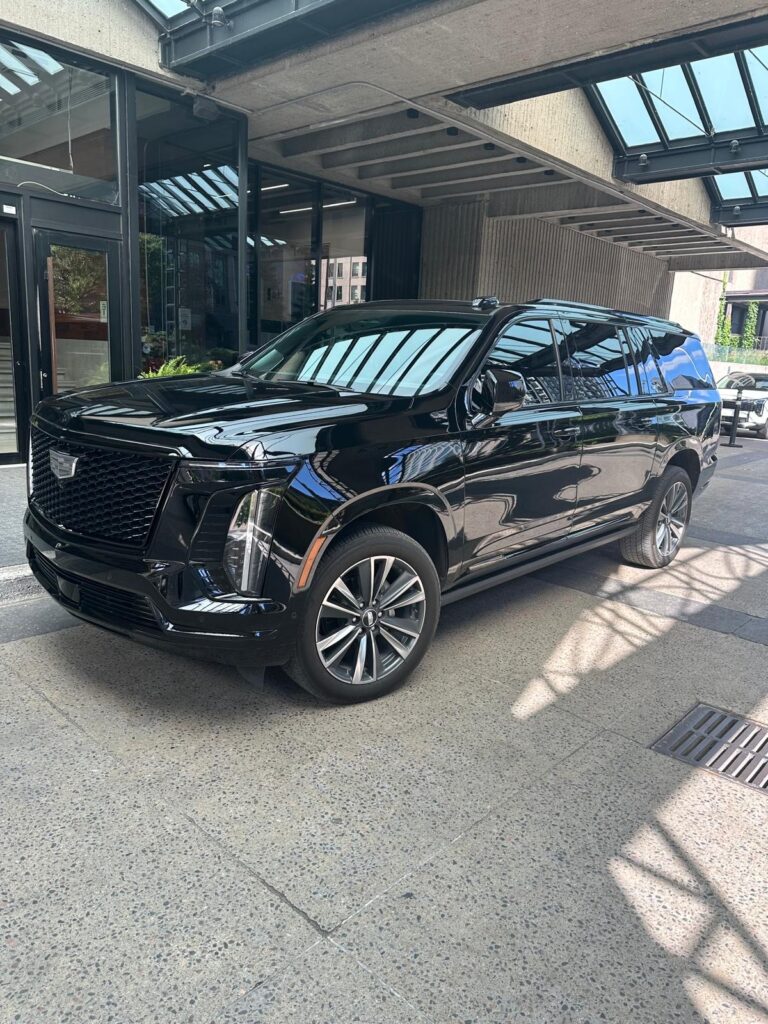 Cadillac Escalade at a Montreal entrance